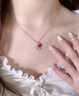 心言心語(yǔ)愛(ài)心小狗項鏈女可愛(ài)紅瑪瑙吊墜銀飾首飾送女友生日禮物七夕情人節 曬單實(shí)拍圖