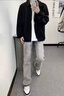 繁獸灰色水洗牛仔褲男秋2025春夏新款微喇褲美式休閑顯瘦百搭牛仔褲 煙灰色【常規(guī)】 2XL 曬單實拍圖