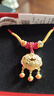 中國黃金（CHINA GOLD）黃金小金鎖福字項鏈女足金長(cháng)命鎖嬰兒寶寶平安鎖鈴鐺吊墜周歲禮物 長(cháng)命鎖項鏈 約2.3g【重版】-配紅繩 曬單實(shí)拍圖