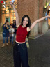 啄木鳥彈力修身短款針織吊帶背心女夏季外穿收腰露臍無(wú)袖上衣 紅色 L 曬單實(shí)拍圖