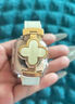 腕美主義適用蘋(píng)果手表表帶s11真皮iwatch s10幸運四葉草s9磁吸折疊扣applewatchs10皮質(zhì)女款秋冬高級感腕帶 小蠻腰真皮四葉草磁吸扣-米白-淺金白花+銀色連接 適用：iwatch【4 曬單實(shí)拍圖