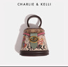 CHARLIE&KELLI CK品牌包包女包2025新款七夕實(shí)用禮物涂鴉半圓水桶包手提斜挎包 玫粉色【代寫賀卡 女神節(jié)禮物】 曬單實(shí)拍圖