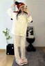 西忘帶胸墊睡衣女款春秋季綿綢韓版長(cháng)袖開(kāi)衫簡(jiǎn)約風(fēng)圓點(diǎn)套裝夏天家居服 A736 波點(diǎn)小狗 XL 曬單實(shí)拍圖
