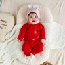 G.DUCKKIDS2025嬰兒連體服滿月寶寶衣服純棉春秋純棉內(nèi)衣紅色嬰兒百天服春秋 紅色雙福魚【有帽襪】 59cm 曬單實(shí)拍圖