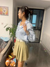 闊色（kuose）卡其色條紋拼接半身裙假兩件a字裙半裙2025夏季新款女短裙子 卡其色 L 曬單實拍圖