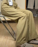 歐時力OCHIRLY 純棉直筒牛仔長褲女闊腿寬松顯瘦休閑流行早秋新品 卡其 S 曬單實拍圖
