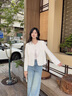 香影小香風短外套女2025秋季新款名媛法式千金風圓領白色鏤空上衣 鷺白 S 55/80A/85-95斤 曬單實拍圖