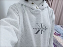 黑色字母印花紐扣衛衣棉男女秋冬寬松美式加絨連帽oversize上衣 藏青色加絨款 M 曬單實(shí)拍圖
