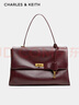 CHARLES&KEITH大號kerry郵差包大容量腋下包包女包生日禮物CK2-20782514 Mulberry Plum紫紅色 大包 曬單實(shí)拍圖