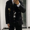 星禾萊日系學(xué)院風(fēng)男生dk西裝制服外套jk校供感紅色西服學(xué)生痞帥班服套裝 墊肩徽章西服黑色 XL 建議【125-140斤】 曬單實(shí)拍圖