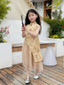WVD國際品牌女童旗袍國風(fēng)漢服洋裝夏款2025新款兒童新中式套裝裙夏季古風(fēng)裙 YDTZ楓葉畫(huà)畫(huà)套裙黃色 YDTZ楓葉 120 曬單實(shí)拍圖