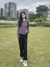 徽格兒（phigeer）秋季運動(dòng)羽毛球服套裝女長(cháng)袖寬松顯瘦速干衣網(wǎng)球服透氣跑步健身服 暗紫色兩件套（黑褲） M 曬單實(shí)拍圖
