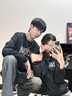 TRYFORLOVE美式字母斜肩情侶裝衛衣2025新款春秋款一字肩秋季寬松百搭外套男 黑色 常規 XL 男衛衣 曬單實(shí)拍圖