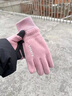 斐月伽騎行手套女男冬季搖粒絨保暖手套滑雪運動(dòng)手套防風(fēng)防寒可觸屏手套 升級款-粉色露兩指 曬單實(shí)拍圖