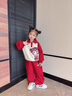 G.DUCKKIDS小黃鴨童裝哪咤兒童服裝女童套裝好看秋裝女孩秋季衣服休閑兩件套 紅色套裝 140 (建議125-135cm 7-8周歲） 曬單實(shí)拍圖
