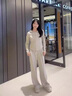 班尼路（Baleno）仿羊絨連帽修身開衫女糯米褲套裝2025春秋季新款時尚高級感兩件套 曬單實拍圖