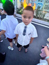 25夏男童襯衫兒童上衣嬰幼童學(xué)院風(fēng)酷帥翻領(lǐng)短袖襯衫含格子領(lǐng)帶 白色 140 曬單實(shí)拍圖