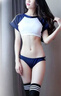 辛皇  內衣性感小學(xué)妹運動(dòng)服露肚臍制服爽滑露腰啦啦隊可愛(ài)體操服鏤空透視學(xué)院風(fēng)制服套裝 短上衣-短褲+學(xué)襪 曬單實(shí)拍圖