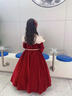 思妙星女童晚禮服高端輕奢小眾女孩生日花童公主裙兒童主持人鋼琴演出服 紅色長(cháng)款、不包括腰帶 150 曬單實(shí)拍圖