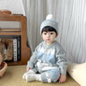 G.DUCKKIDS嬰兒衣服連體衣毛衣秋冬男女寶寶純棉線(xiàn)針織爬服滿(mǎn)月可愛(ài)帶帽套裝 天藍 73cm 曬單實(shí)拍圖
