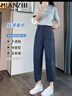 棉致冰絲薄款速干運動休閑褲子女夏季2025新款高腰顯瘦寬松九分工裝褲 藏青色【k142高品質(zhì)26.5】 L 95-105斤 曬單實拍圖