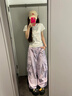 DGOV多巴胺紫色工裝褲女秋季褲子女款薄款速干防曬休閑直筒闊腿褲子女 淺紫色 S 80-95斤 曬單實(shí)拍圖