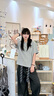 周里物出品灰色針織衫女2025夏季新款貝殼繡靜奢老錢(qián)風(fēng)上衣 花色花灰色/針織衫 M 曬單實(shí)拍圖