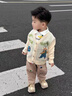 迪士尼（Disney）寶寶春秋裝套裝2025新款1-3歲4帥氣男童春秋季三件套炸街嬰兒童衣 卡其色 XY24058 薄款 80 高75cm內 1歲內【80碼】 曬單實(shí)拍圖