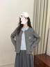 斐特瑪2025春秋新款毛衣外套假兩件針織衫女慵懶氣質(zhì)圓領(lǐng)系帶開(kāi)衫上衣 灰色假兩件 M 適合95-115斤 曬單實(shí)拍圖