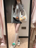 唐菓蜜連衣裙女秋冬2025新款女裝韓版減齡甜美溫柔風(fēng)小個子顯瘦套裝裙子 灰色開衫+短裙 M 曬單實(shí)拍圖