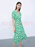 LILY【專(zhuān)柜甄選】秋新款女裝含真絲復古印花泡泡袖垂感連衣裙 309翠綠 S 曬單實(shí)拍圖