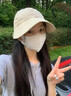 JIOESC趙露思同款帽子女秋冬漁夫帽大頭圍大臉圓臉適合百搭顯臉小鴨舌帽 米白色 秋冬毛呢款  可掛口罩 可調節（54-60cm） 曬單實(shí)拍圖