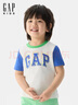 Gap男幼童2025夏季新款LOGO純棉撞色短袖T恤兒童裝休閑美版767439 白色 110 /60(5-6歲) 曬單實(shí)拍圖