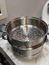 康巴赫304不銹鋼三層蒸鍋蒸籠復(fù)底湯蒸鍋多功能防燙鍋具32cm燃?xì)庠钔ㄓ?曬單實(shí)拍圖