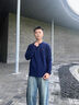 哈吉斯（HAZZYS）男裝 秋冬款羊毛衫男簡(jiǎn)約素凈圓領(lǐng)針織男毛衣ABYZD0CCX57 藏青色NV XL （180/100A 50） 曬單實(shí)拍圖