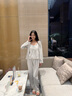 思莉太太 SLEEP TIGHT帶胸墊睡衣女春秋長(cháng)袖吊帶碎花純欲時(shí)尚風(fēng)可外穿女士三件套家居服 J248【帶胸墊 吊帶+長(cháng)袖+長(cháng)褲】 M 曬單實(shí)拍圖