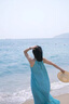 沐霓度假風(fēng)鏤空吊帶連衣裙女2025夏季新款設(shè)計感褶皺寬松大擺裙A字裙 鏤空吊帶連衣裙【青綠】M90-105斤 曬單實拍圖
