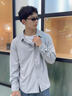 名創(chuàng  )優(yōu)品（MINISO）法蘭絨襯衫男新款春秋季日系百搭簡(jiǎn)約麻灰色長(cháng)袖襯衣外套男士長(cháng)袖 麻灰 XL 180 (不起球不掉色) 曬單實(shí)拍圖