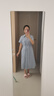 百圖betu女裝2025夏季新款短袖連衣裙廳里廳氣抽繩收腰裙子女2505T70 灰蘭 S 曬單實(shí)拍圖