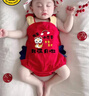 G.DUCKKIDS小黃鴨蛇年寶寶滿月百天新生嬰兒吊帶包屁衣夏季薄款周歲抓周禮服 背心大紅三角蛇滿月 59cm 59 建議滿月6-9斤內(nèi) 曬單實(shí)拍圖