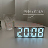 BBA鬧鐘智能學(xué)生鏡面led電子時(shí)鐘桌面床頭擺件數(shù)字鬧鈴 鏡面白色0712 曬單實(shí)拍圖