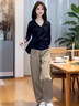 妍莉芬（yanlifen）休閑褲女秋季女裝穿搭衣服整套2025年新款小個(gè)子減齡時(shí)尚兩件套裝 兩件套裝 XL 【建議125-135斤】 曬單實(shí)拍圖