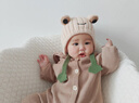 MKOK英國嬰兒帽子秋冬季0-3歲針織帽可愛(ài)萌護耳帽小月齡寶寶冬天毛 米色(大眼青蛙護耳帽)（A類(lèi)棉里） 帽圍42-50CM(建議3-24個(gè)月) 曬單實(shí)拍圖