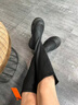 COOLCHAP【李一桐同款】瘦瘦靴長(zhǎng)靴彈力靴厚底中筒長(zhǎng)筒馬丁靴 黑色（高筒） 38 曬單實(shí)拍圖