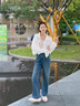 森馬（Semir）外套女秋短款蕾絲寬松蝙蝠袖棉麻立領(lǐng)2025新款甜美小清新夾克 本白10102 S 曬單實(shí)拍圖