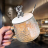 北牧星玻璃杯牛奶杯杯子早餐杯大容量咖啡兒童喝水杯馬克杯杯子女 小熊杯【帶蓋+勺子】 270ml 曬單實(shí)拍圖