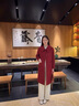 皮爾卡丹（pierre cardin）紅色雙面羊絨大衣女中長款2025年新款秋冬季高端新娘結(jié)婚毛呢外套 安可拉紅 S 曬單實拍圖