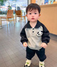 G.duck小黃鴨男童翻領(lǐng)衛(wèi)衣套裝寶寶秋裝小童春秋款兩件套兒童時(shí)尚百搭衫 黑色熊貓?zhí)籽b 80建議68-75厘米 均碼 曬單實(shí)拍圖