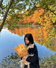 DGOV冬季新款復古拼接黑色毛毛牛仔外套女加絨加厚寬松中長(cháng)款棉衣棉服 黑色 S 80-95斤 曬單實(shí)拍圖