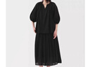 無印良品（MUJI）女式 強(qiáng)捻短袖罩衫 t恤上衣打底衫女款內(nèi)搭女裝25年夏季 BC2LLC5S 黑色 M (160/84A) 曬單實(shí)拍圖